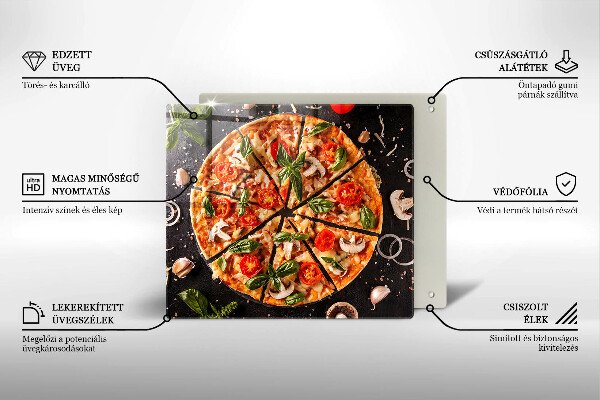 Tűzhelyvédő üveglap Pizza gombával