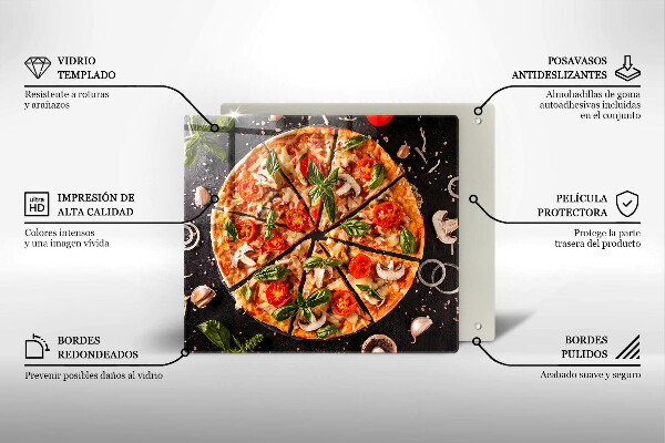 Tűzhelyvédő üveglap Pizza gombával
