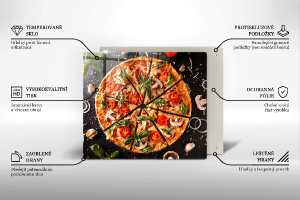 Tűzhelyvédő üveglap Pizza gombával