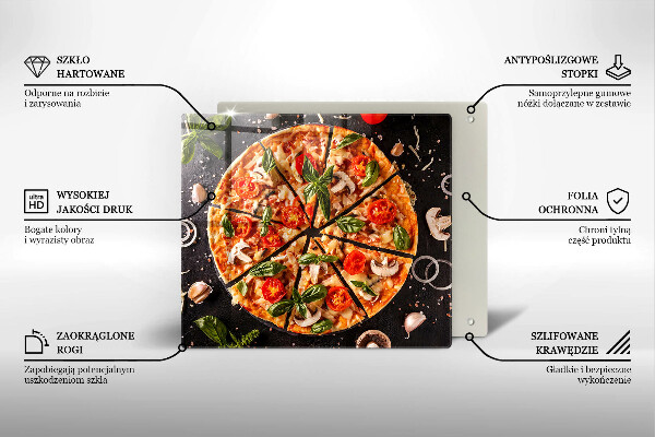 Tűzhelyvédő üveglap Pizza gombával