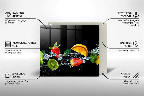 Tűzhelyvédő üveglap Gyümölcsök vízben