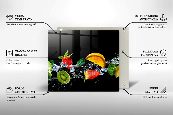 Tűzhelyvédő üveglap Gyümölcsök vízben