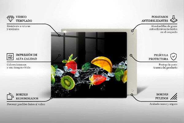 Tűzhelyvédő üveglap Gyümölcsök vízben