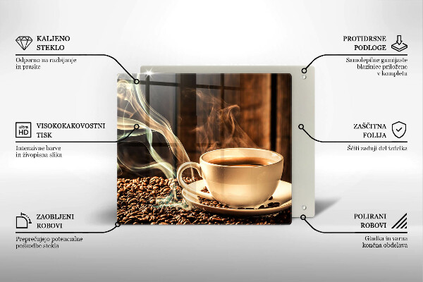 Tűzhelyvédő üveglap Csésze és kávébab