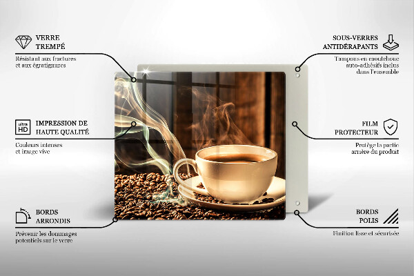 Tűzhelyvédő üveglap Csésze és kávébab