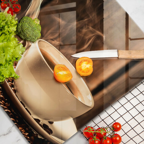 Tűzhelyvédő üveglap Csésze és kávébab