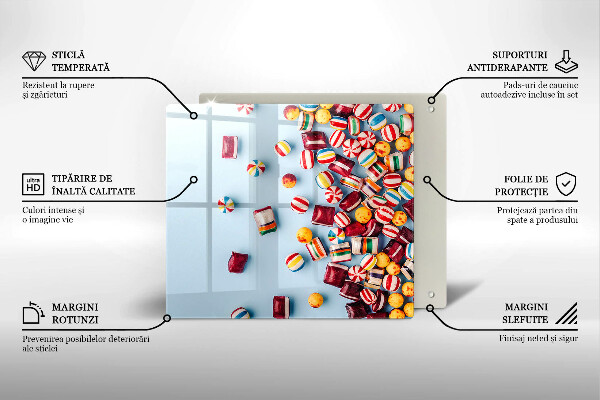 Tűzhelyvédő üveglap Színes cukorkák