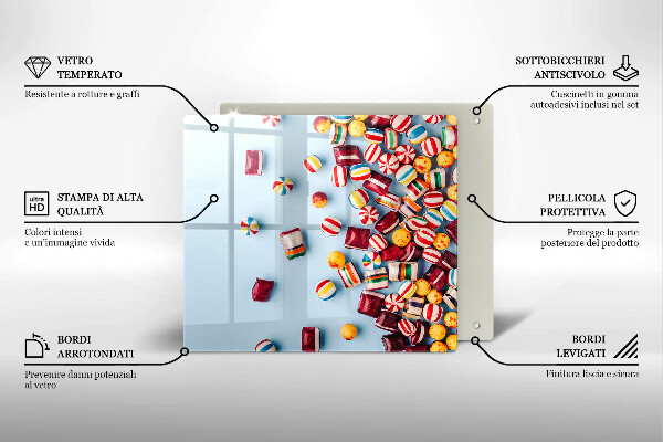 Tűzhelyvédő üveglap Színes cukorkák