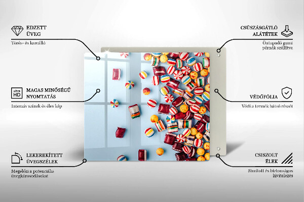 Tűzhelyvédő üveglap Színes cukorkák