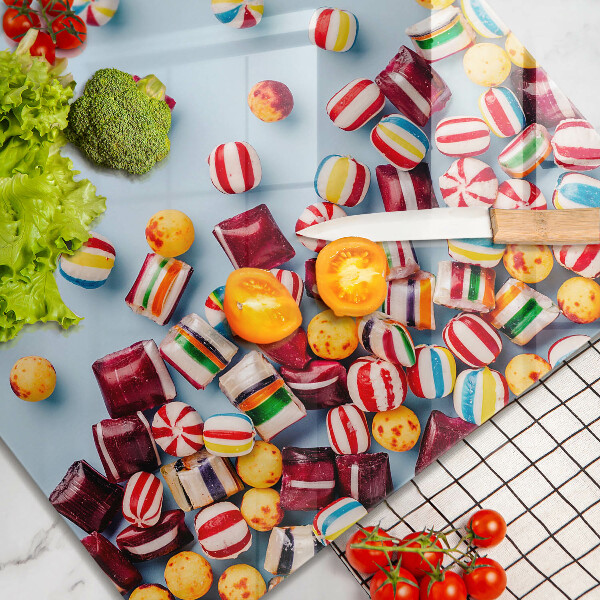 Tűzhelyvédő üveglap Színes cukorkák