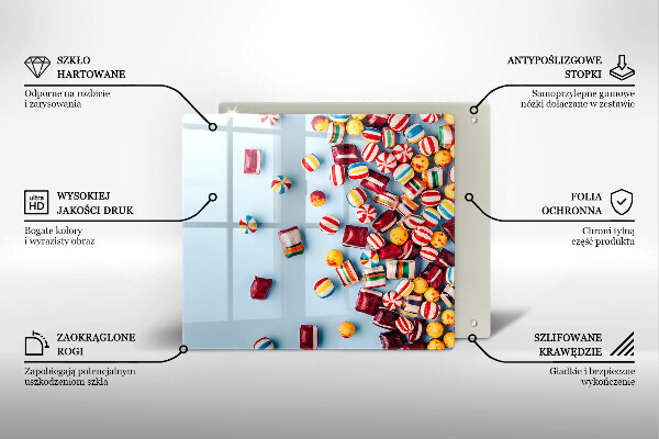 Tűzhelyvédő üveglap Színes cukorkák