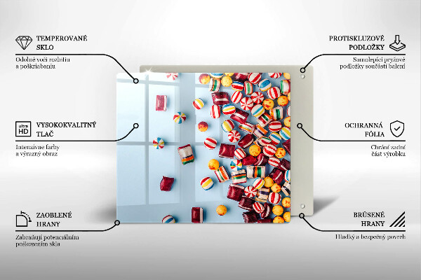 Tűzhelyvédő üveglap Színes cukorkák