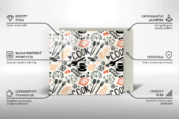 Tűzhelyvédő üveglap Rajzfilm konyhai motívum