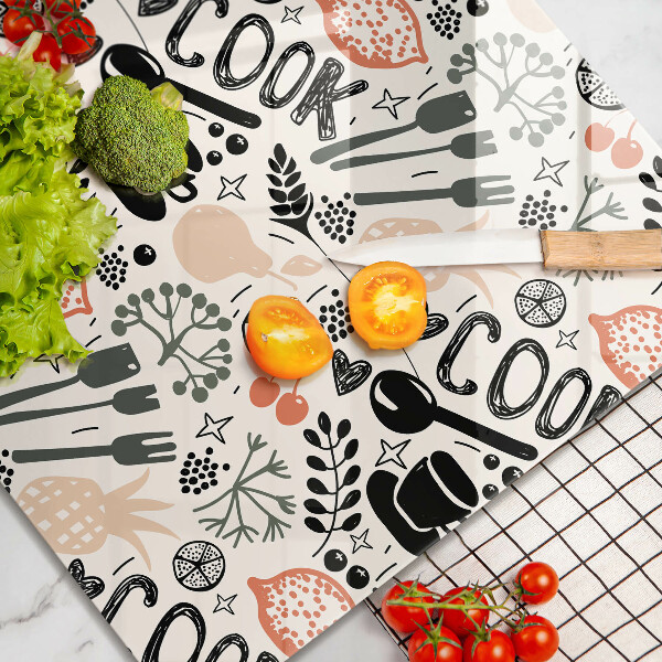 Tűzhelyvédő üveglap Rajzfilm konyhai motívum