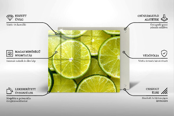 Tűzhelyvédő üveglap Lime szeletek