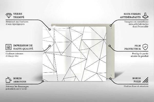 Tűzhelyvédő üveglap Fehér háromszögek