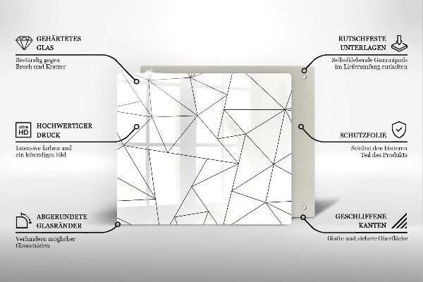 Tűzhelyvédő üveglap Fehér háromszögek