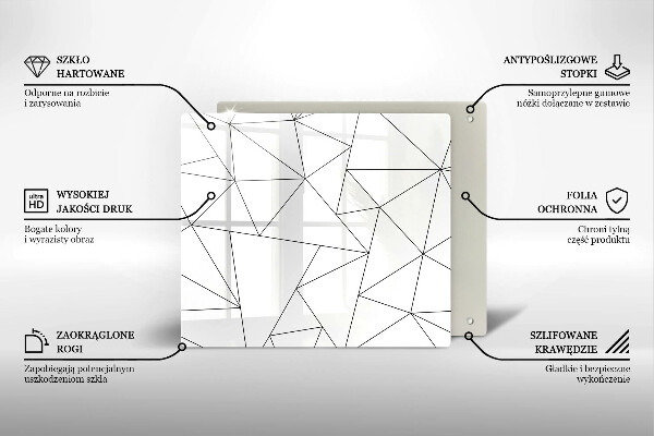 Tűzhelyvédő üveglap Fehér háromszögek