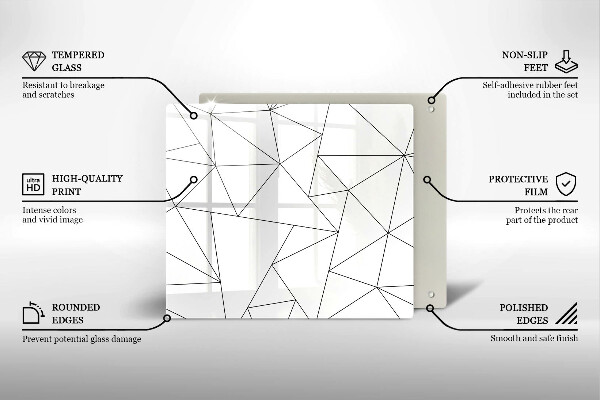 Tűzhelyvédő üveglap Fehér háromszögek