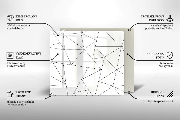 Tűzhelyvédő üveglap Fehér háromszögek