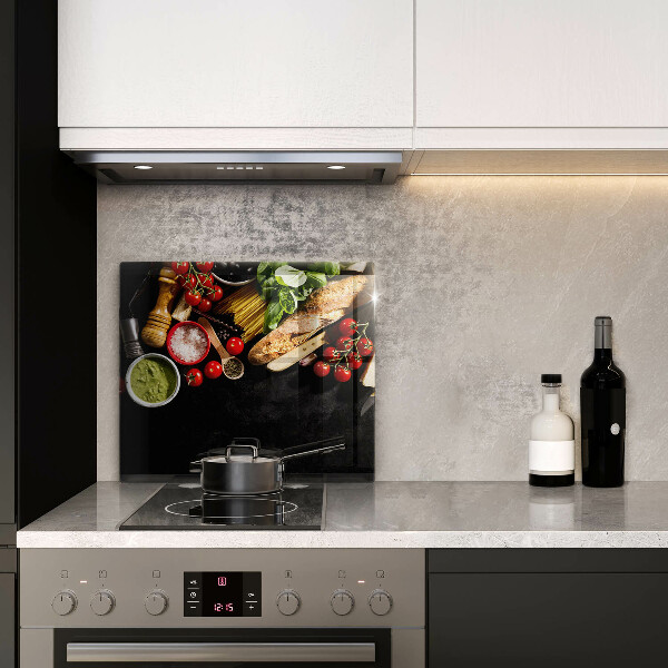 Tűzhelyvédő üveglap Olasz alapanyagok és fűszerek