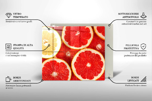 Tűzhelyvédő üveglap Grapefruit szeletek
