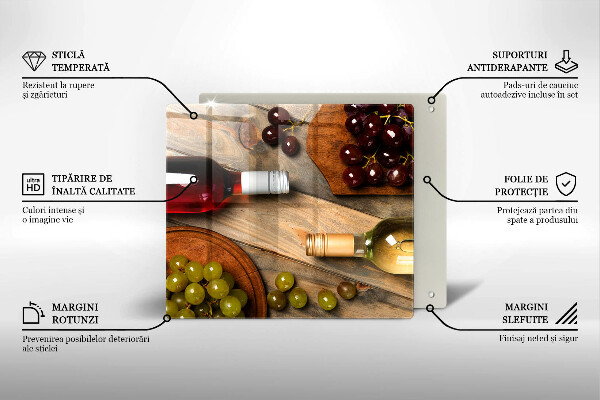 Tűzhelyvédő üveglap Borosüvegek és szőlő