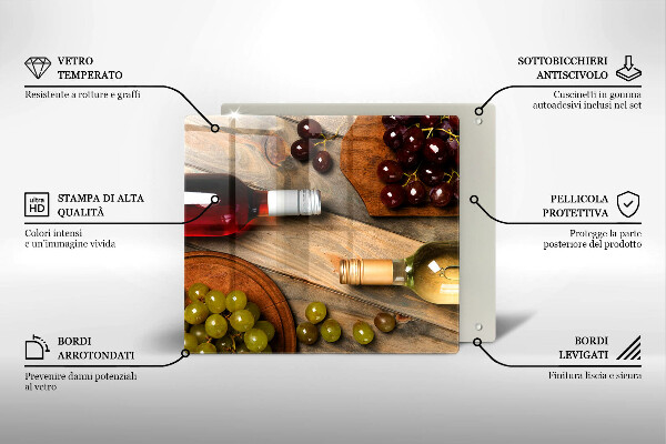Tűzhelyvédő üveglap Borosüvegek és szőlő