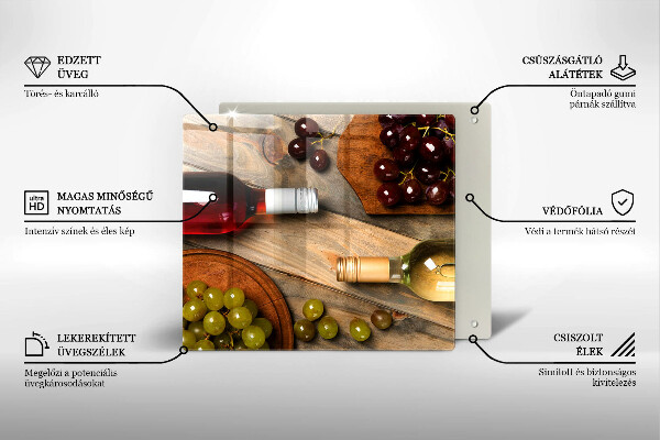 Tűzhelyvédő üveglap Borosüvegek és szőlő