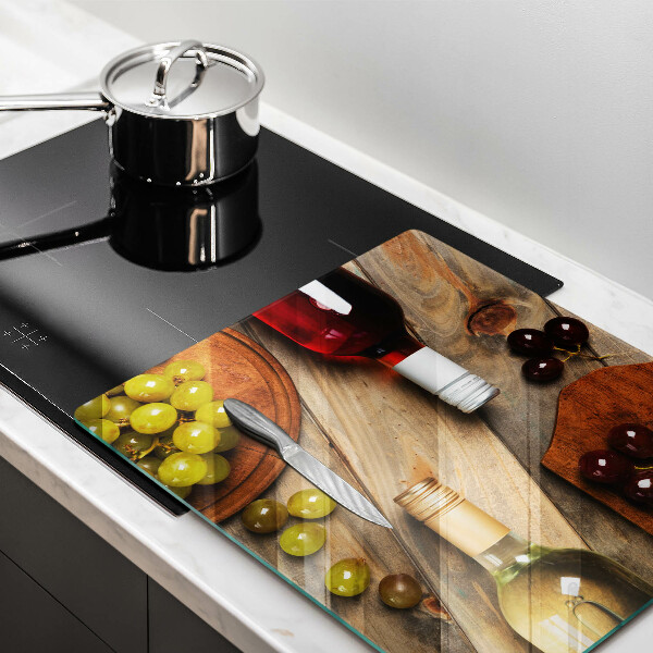 Tűzhelyvédő üveglap Borosüvegek és szőlő