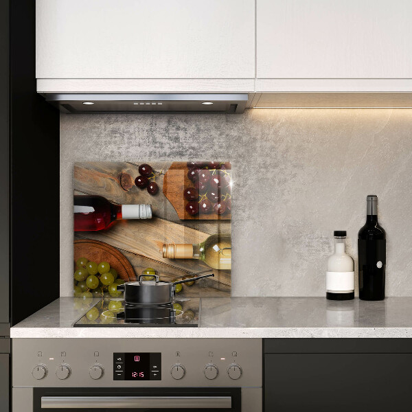 Tűzhelyvédő üveglap Borosüvegek és szőlő