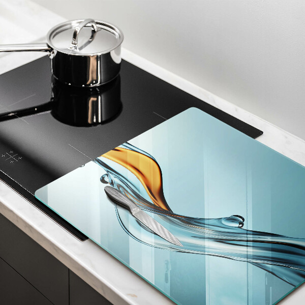 Tűzhelyvédő üveglap Víz kék alapon