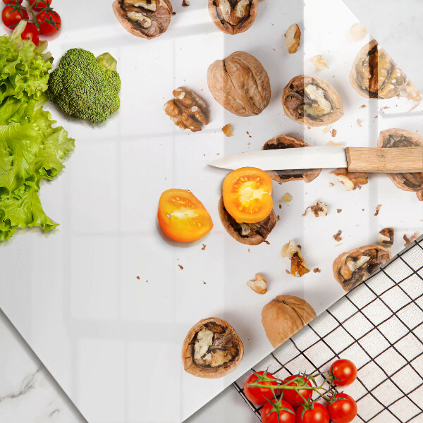 Tűzhelyvédő üveglap Dió fehér alapon