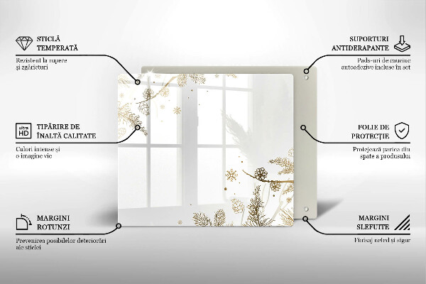 Tűzhelyvédő üveglap Téli díszek