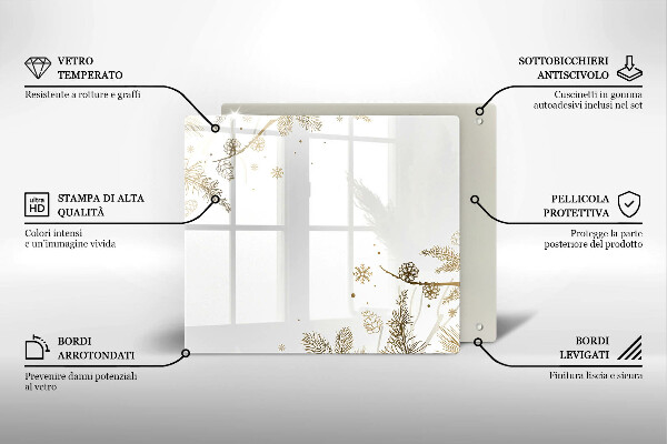 Tűzhelyvédő üveglap Téli díszek