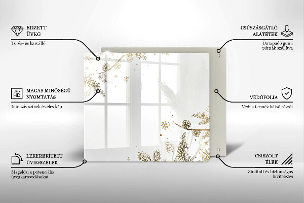 Tűzhelyvédő üveglap Téli díszek