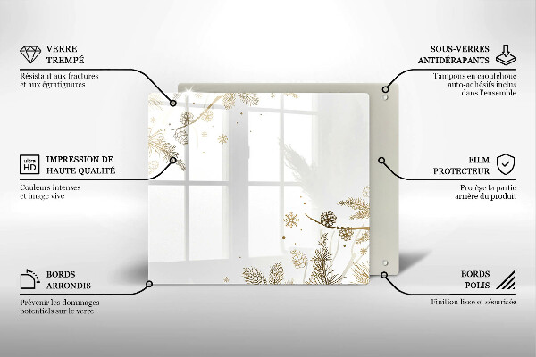 Tűzhelyvédő üveglap Téli díszek