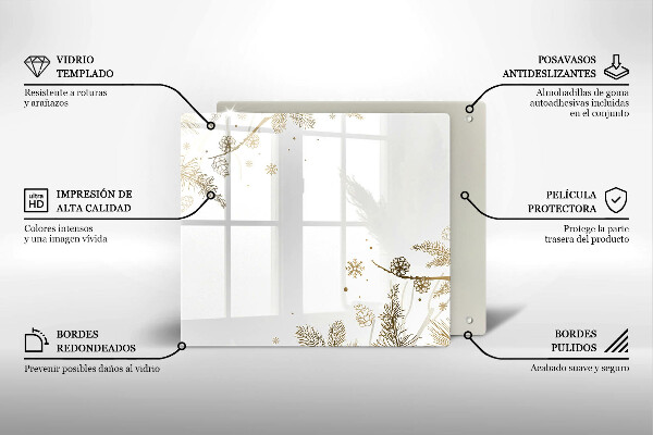 Tűzhelyvédő üveglap Téli díszek