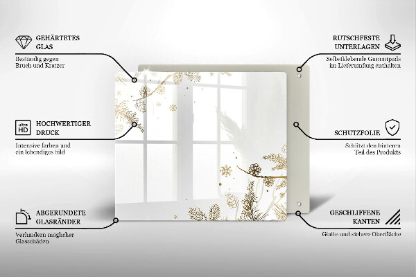 Tűzhelyvédő üveglap Téli díszek