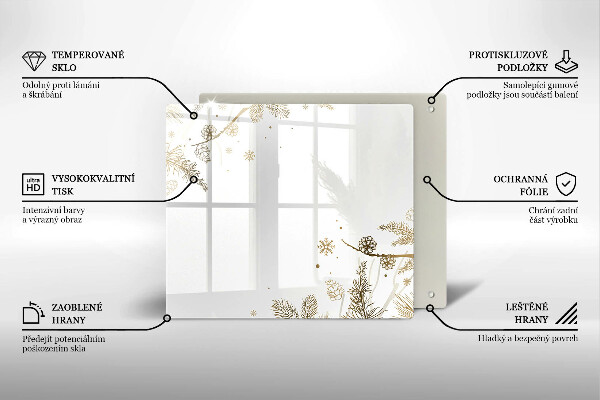 Tűzhelyvédő üveglap Téli díszek