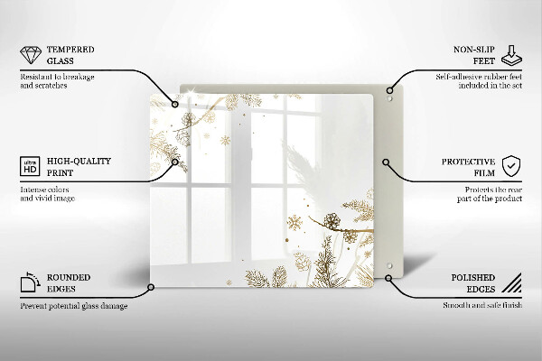 Tűzhelyvédő üveglap Téli díszek