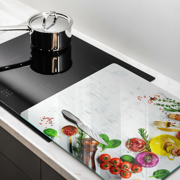 Tűzhelyvédő üveglap Zöldségek és fűszerek