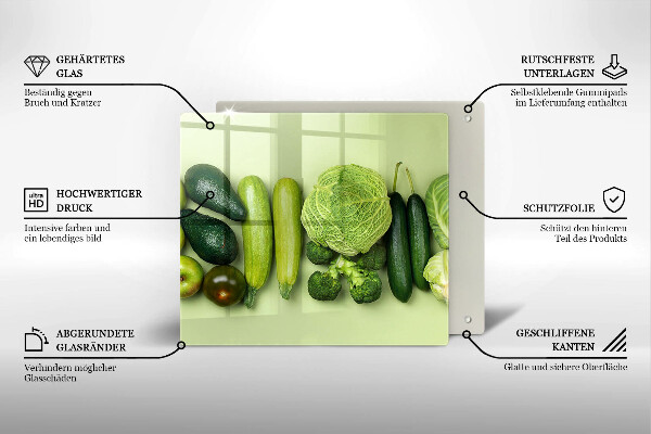 Tűzhelyvédő üveglap Zöld gyümölcsök és zöldségek
