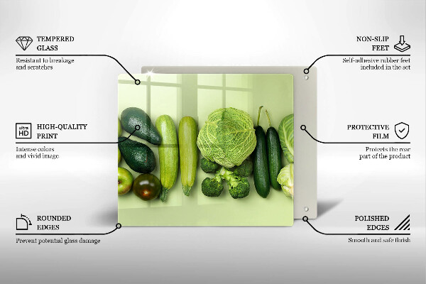 Tűzhelyvédő üveglap Zöld gyümölcsök és zöldségek