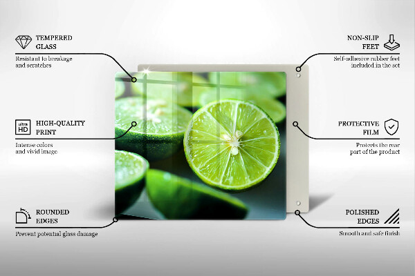 Tűzhelyvédő üveglap Lime citrus