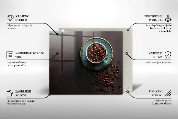 Tűzhelyvédő üveglap Egy csésze kávébab