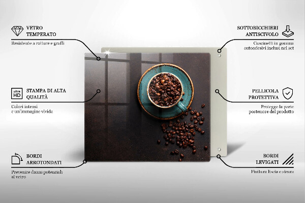 Tűzhelyvédő üveglap Egy csésze kávébab