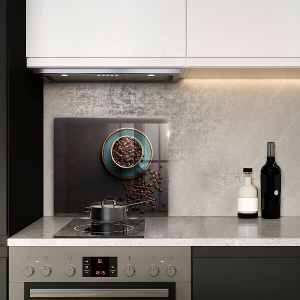 Tűzhelyvédő üveglap Egy csésze kávébab