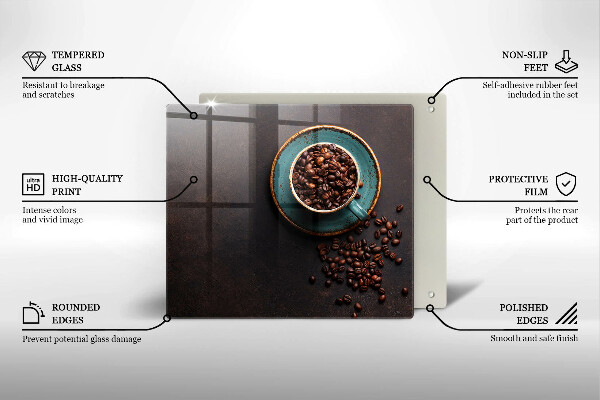 Tűzhelyvédő üveglap Egy csésze kávébab