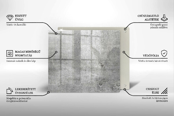 Tűzhelyvédő üveglap Beton textúra